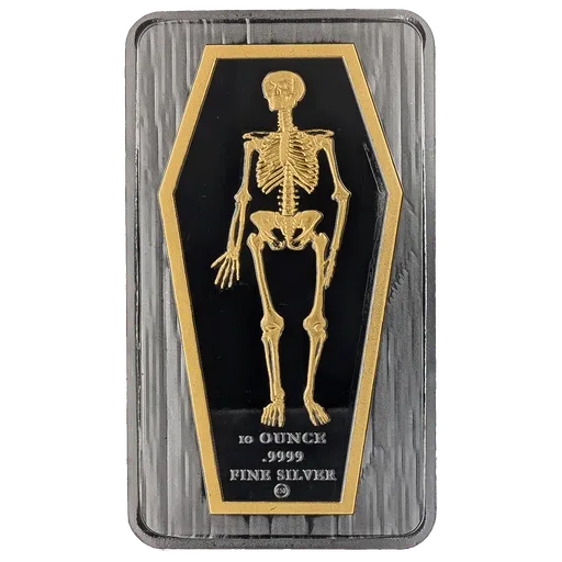 Silver 10oz Bar Skeleton Two-Tone Plating