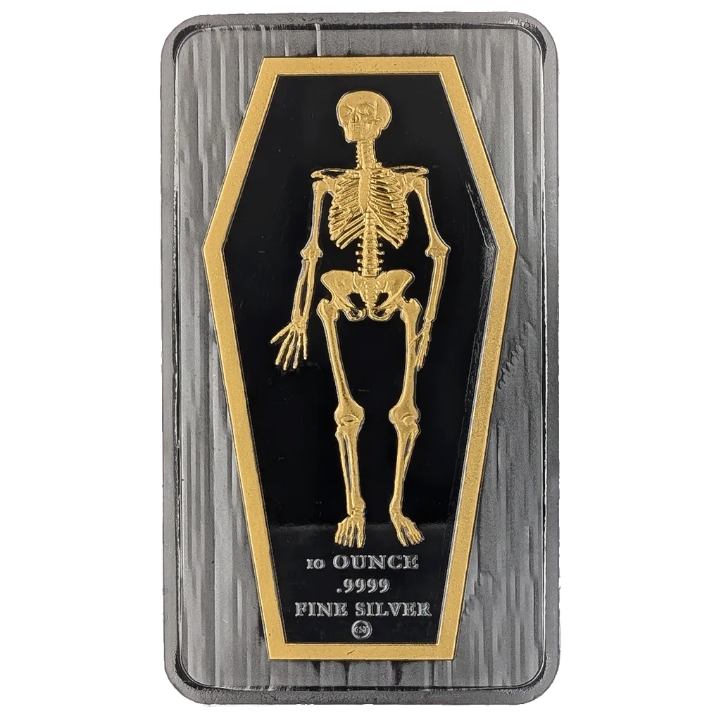 Silver 10oz Bar Skeleton Two-Tone Plating